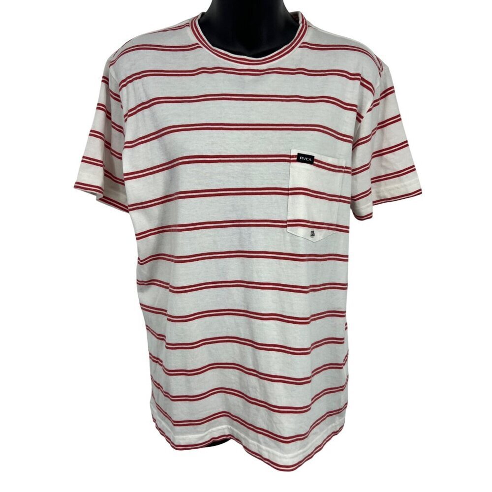 RVCA Mens Extra Small XS Arrow Stripe Pocket Tee Red White Crew NWT New